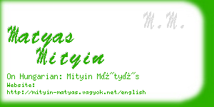 matyas mityin business card